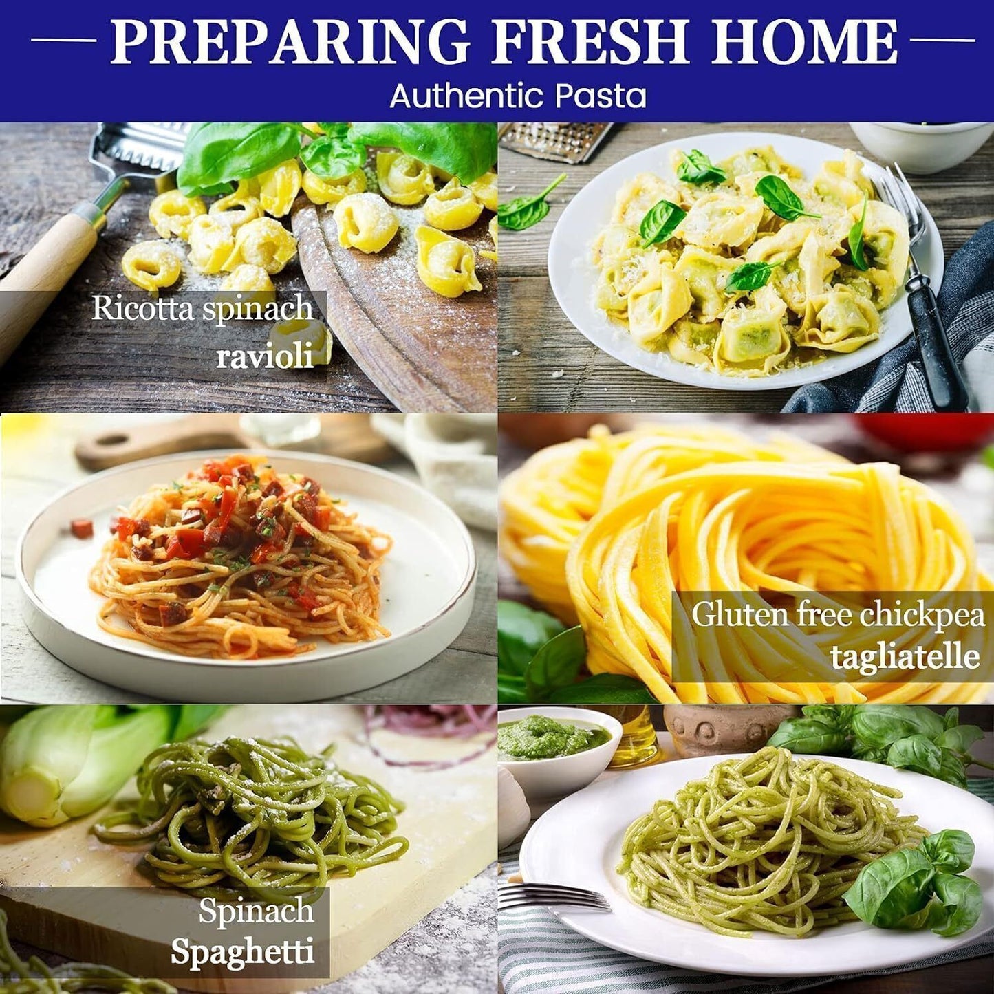 Fresh Pasta Maker Roller Machine Stainless Steel for Spaghetti Noodle Fettuccine