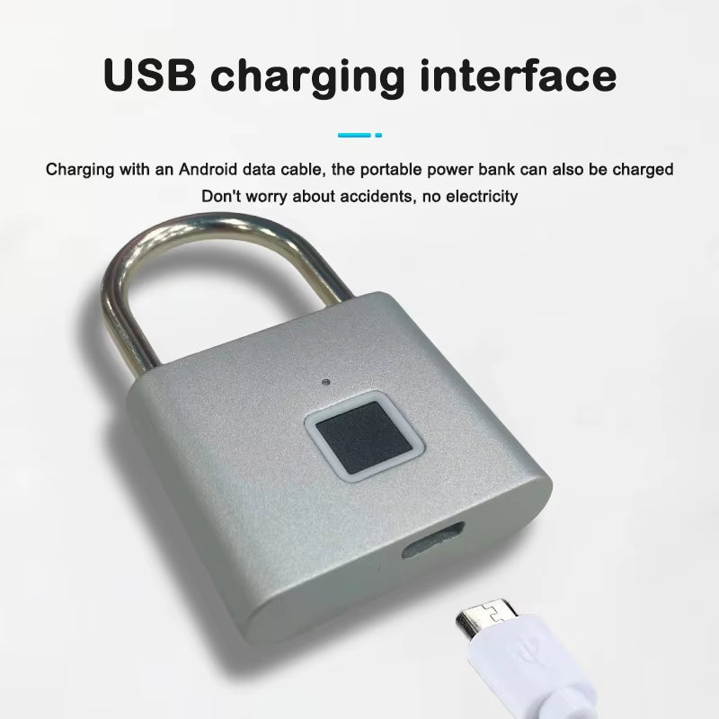 P2 Fingerprint Padlock, Built-In Rechargeable Battery, Outdoor Waterproof, Easy to Use