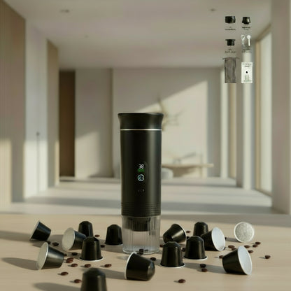 Foombthe Portable Espresso Coffee Machine with Digital Display 3-In-1 Capsule Coffee Maker for Car & Home Camping Coffee Maker