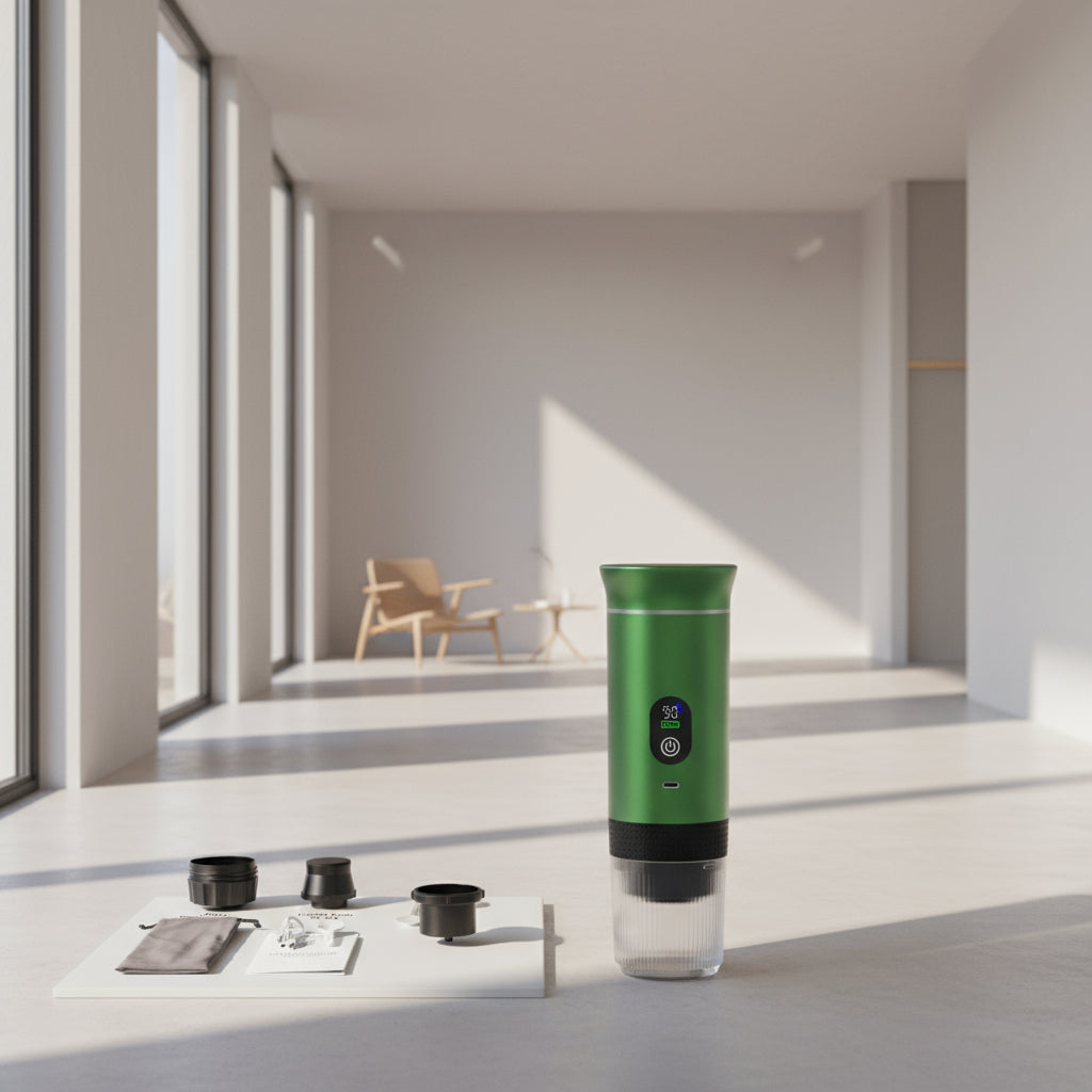 Foombthe Portable Espresso Coffee Machine with Digital Display 3-In-1 Capsule Coffee Maker for Car & Home Camping Coffee Maker