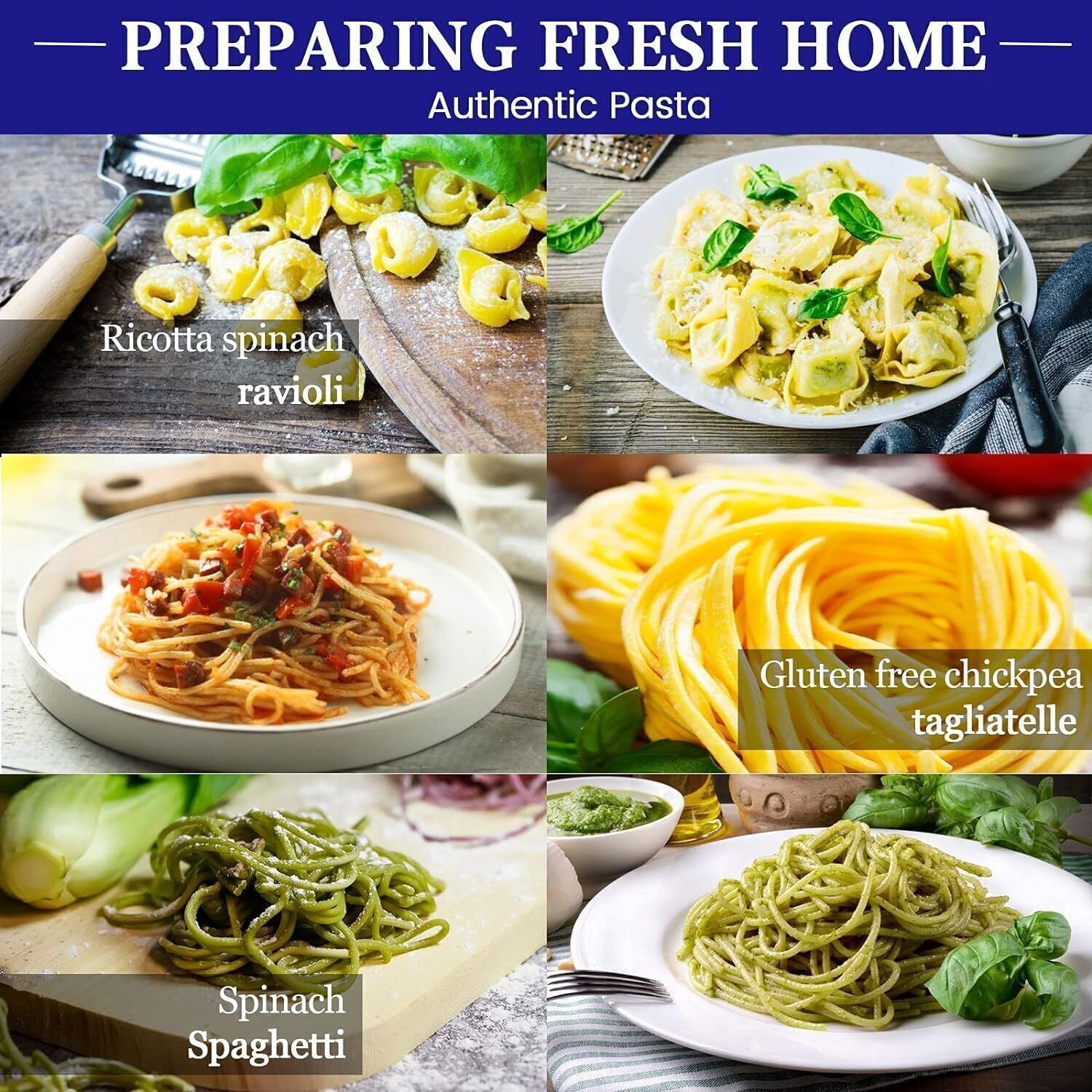 Fresh Pasta Maker Roller Machine Stainless Steel for Spaghetti Noodle Fettuccine