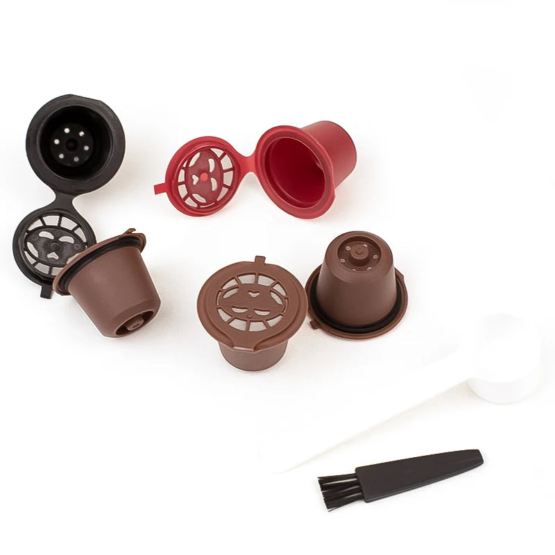3/6PCS Refillable Reusable Nespresso Coffee Capsule Reutilisable Nespresso Pods with a Spoon a Brush