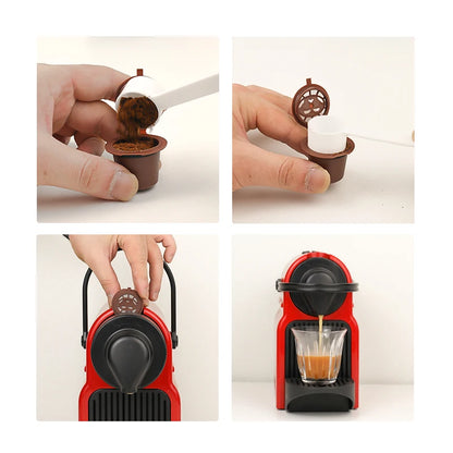 3/6PCS Refillable Reusable Nespresso Coffee Capsule Reutilisable Nespresso Pods with a Spoon a Brush